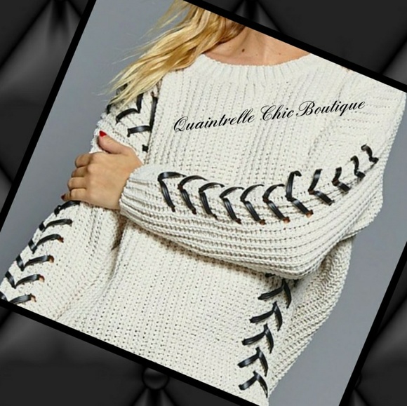 🎉HP x2🎉KAGNEY LEATHER DETAIL SWEATER - Picture 4 of 6